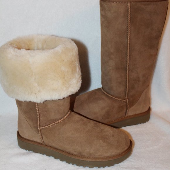 UGG Shoes - NEW UGG CLASSIC TALL SUEDE SEARLING BOOTS CHESTNUT